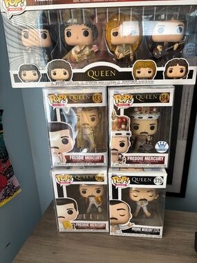 Queen Band Funko Pops complete set and 4 Freddie Mercury Funko Pops